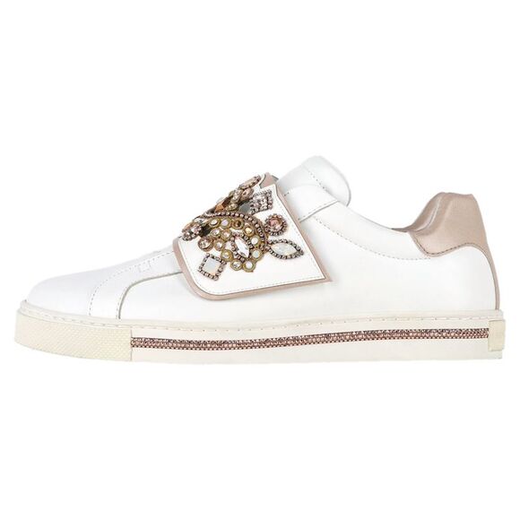 René Caovilla Jewel-Embellished Sneakers in White Leather - Picture 4 of 8